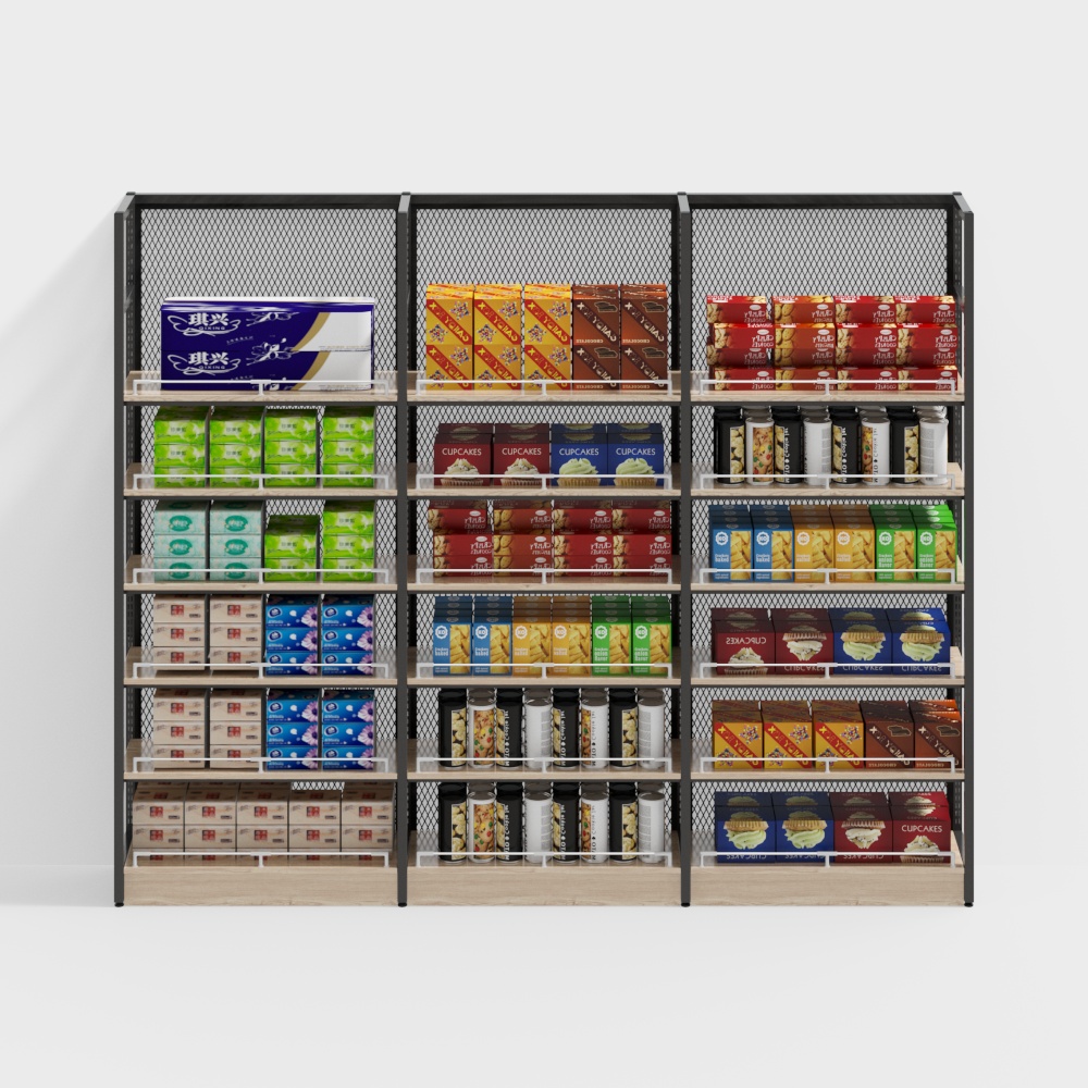 Supermarket wall shelves