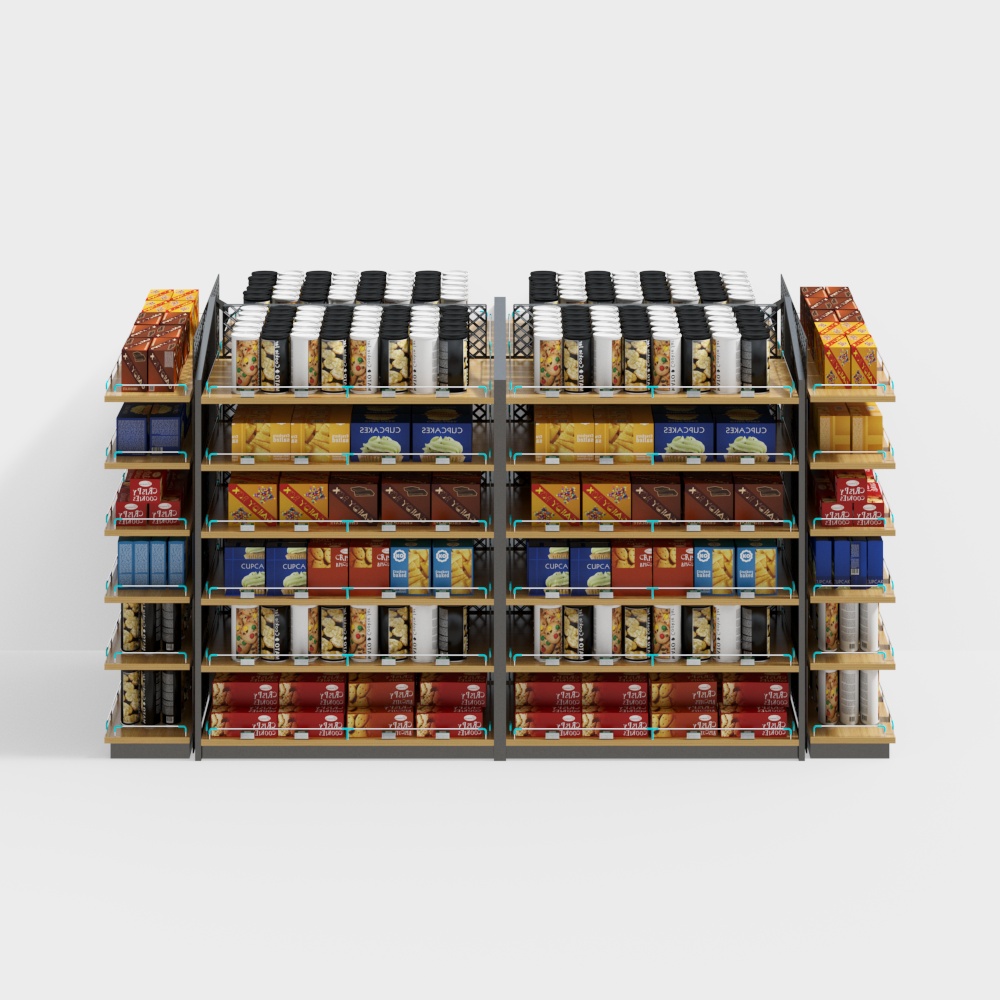 Supermarket island shelves