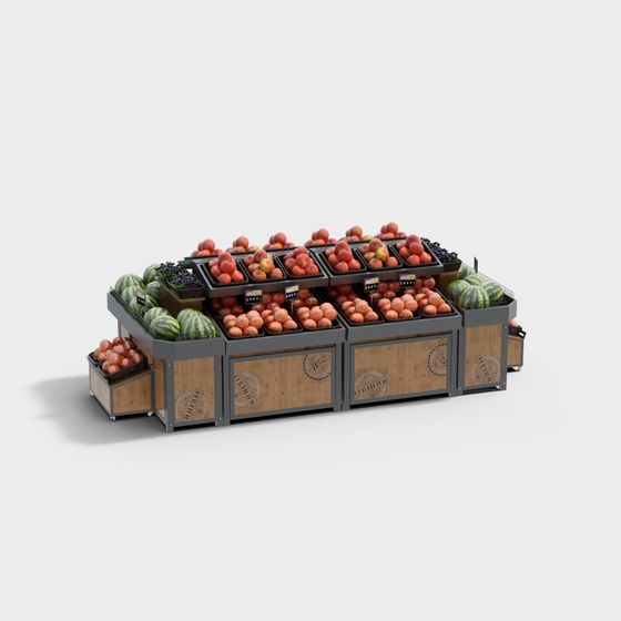 Vibrant Fruit Stand 3D model for Creative Projects