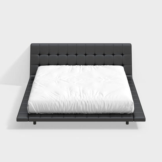 Elegant Minimalist Bed 3D model for Modern Interiors