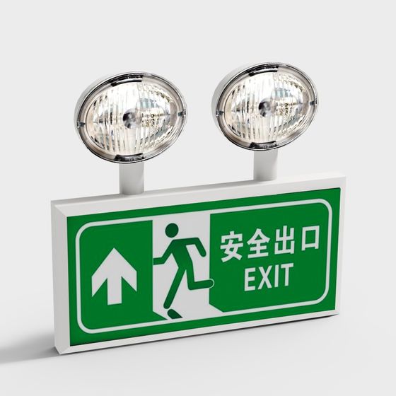 Low-Poly Emergency Exit Sign 3D Model