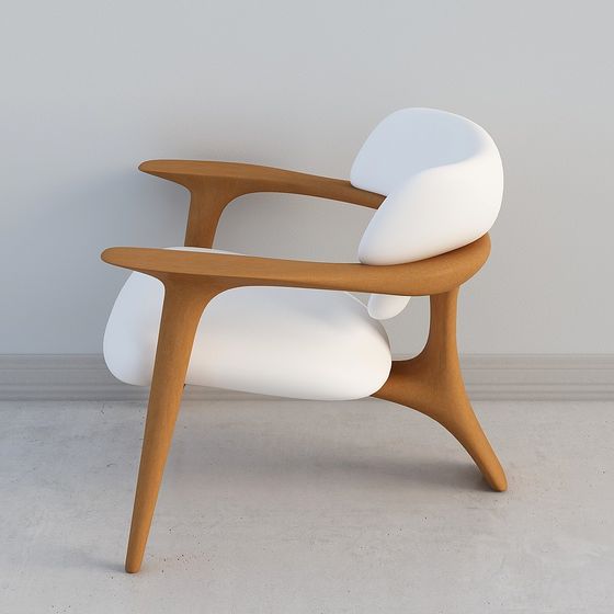 Stylish Streamlined Sofa Chair 3D model for Modern Spaces