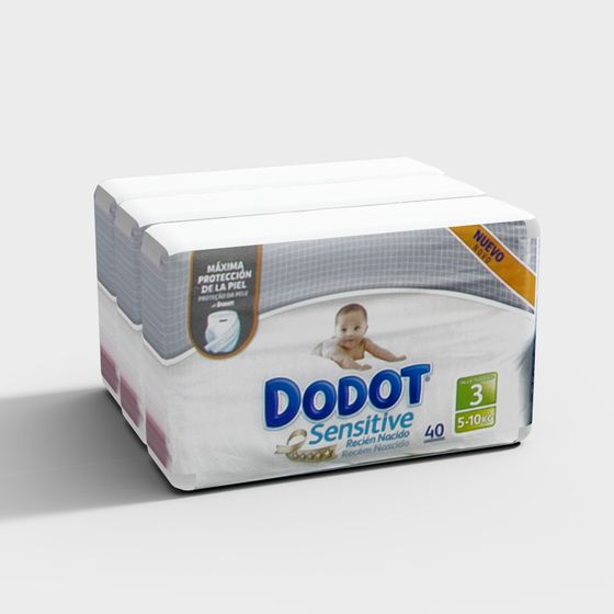 Low Poly Baby Diaper Packaging Box 3D model