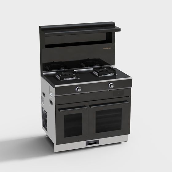 Chic Black Gas Stove 3D model for Contemporary Kitchens