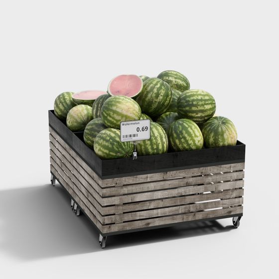 Realistic Low-Poly Watermelon 3D Model
