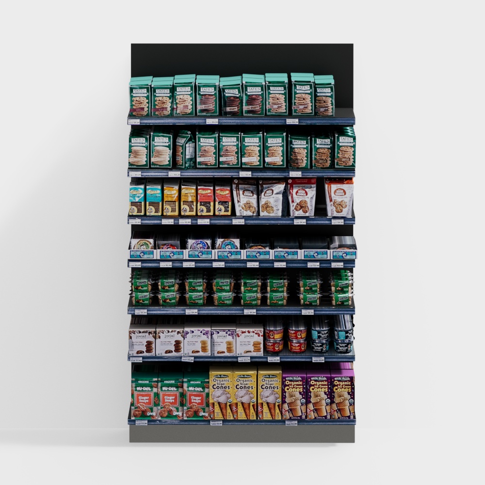 Shopping mall wall snack shelves