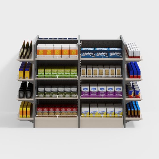 Stylish Supermarket Shelf 3D model for Modern Retail