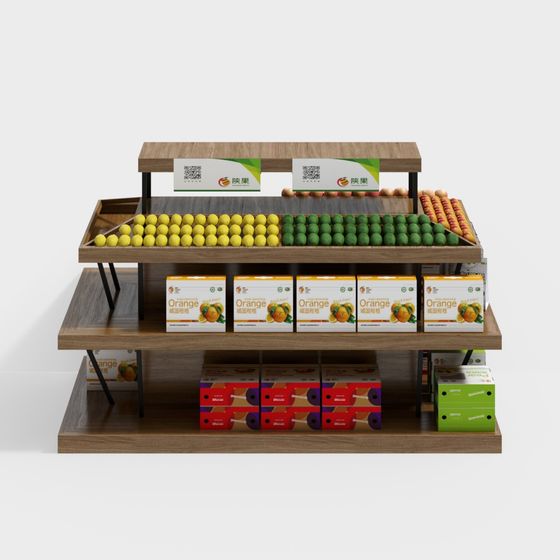 Unique Fruit Display Rack 3D model for Retail Spaces