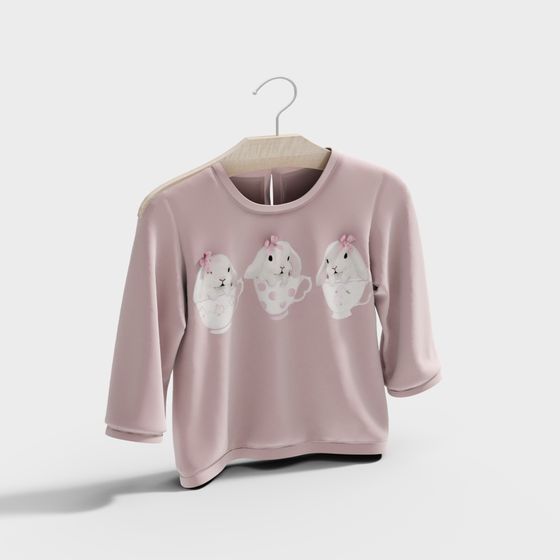 Charming Pink Sweater 3D Model for Kids