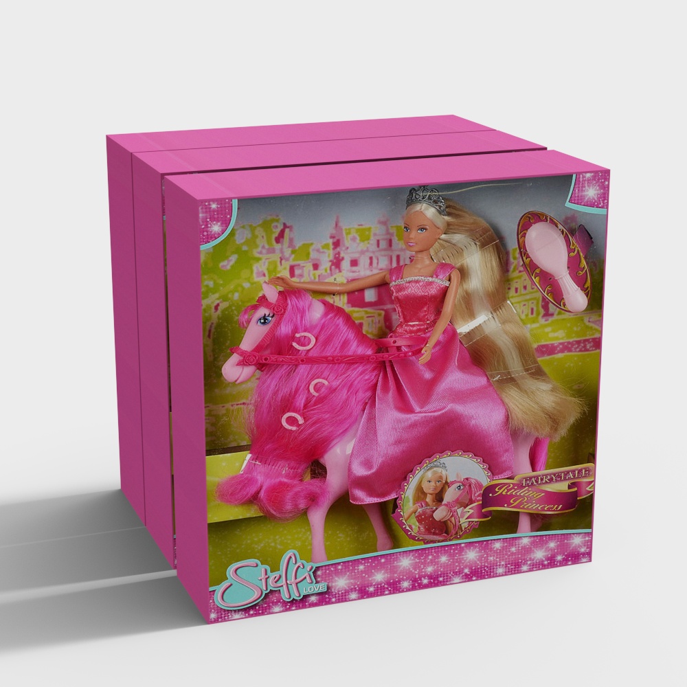 Princess on a Pink Horse 3D Model