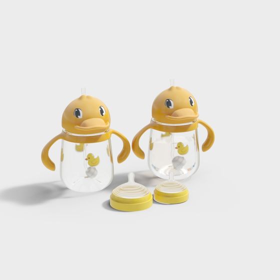 Cute Duck-Shaped Straw Cup 3D model