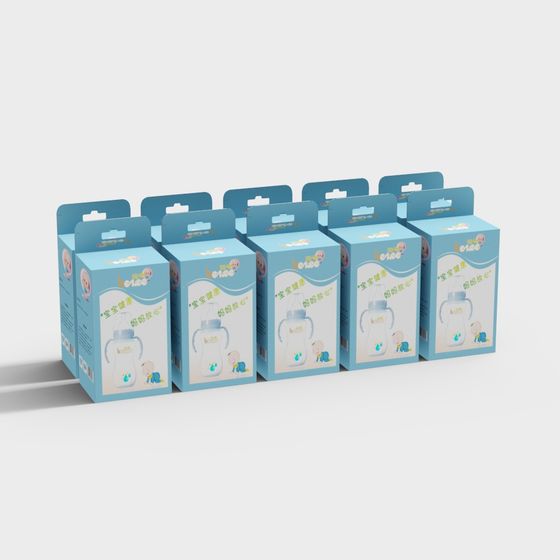 Low-Poly Baby Bottle Packaging Box 3D model