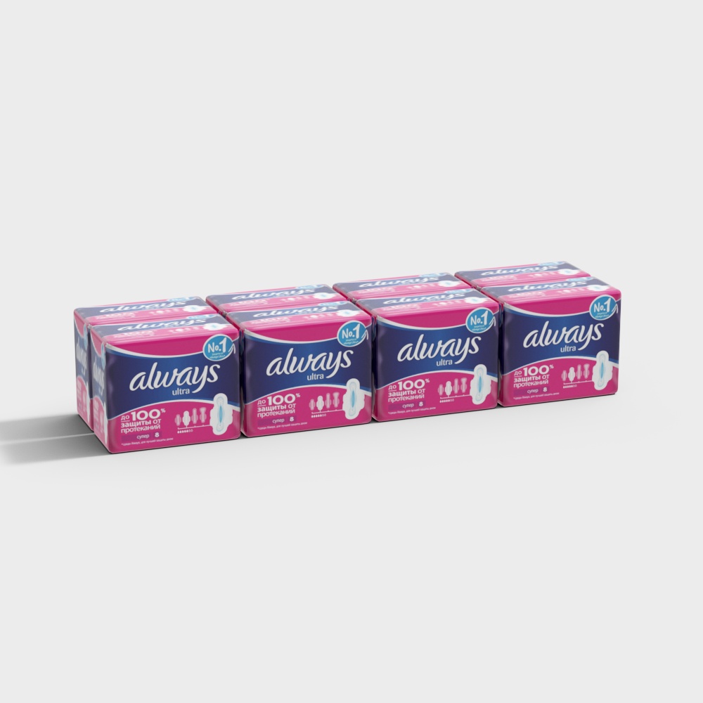 Always Ultra Sanitary Pad Packaging 3D model