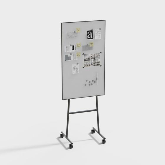 Unique Minimalist Mobile Whiteboard 3D model