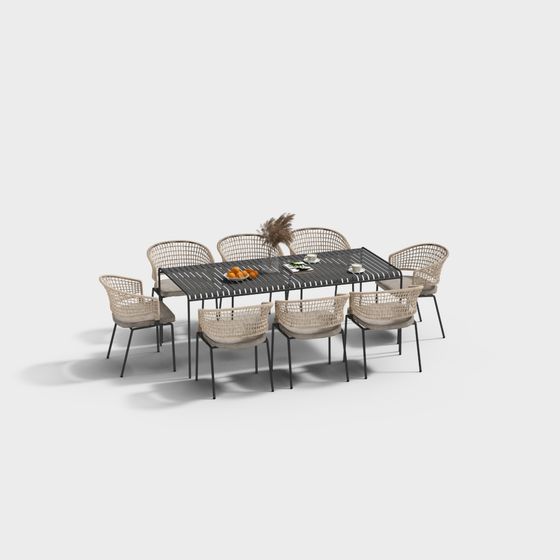 Urban Garden Dining Table and Chair Set 3D model