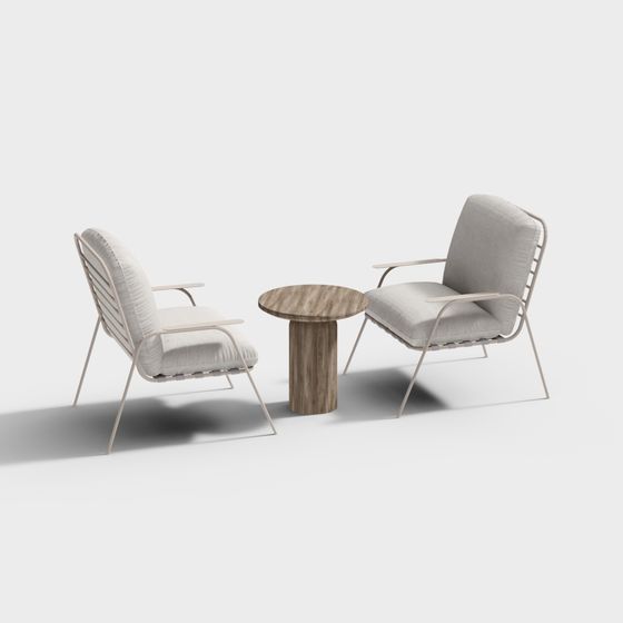 Stylish Urban Corner Lounge Chair and Coffee Table 3D model