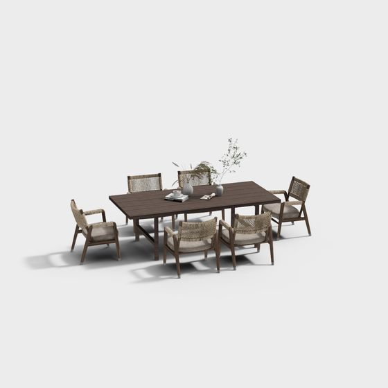 Outdoor Dining Table and Chair Set 3D model