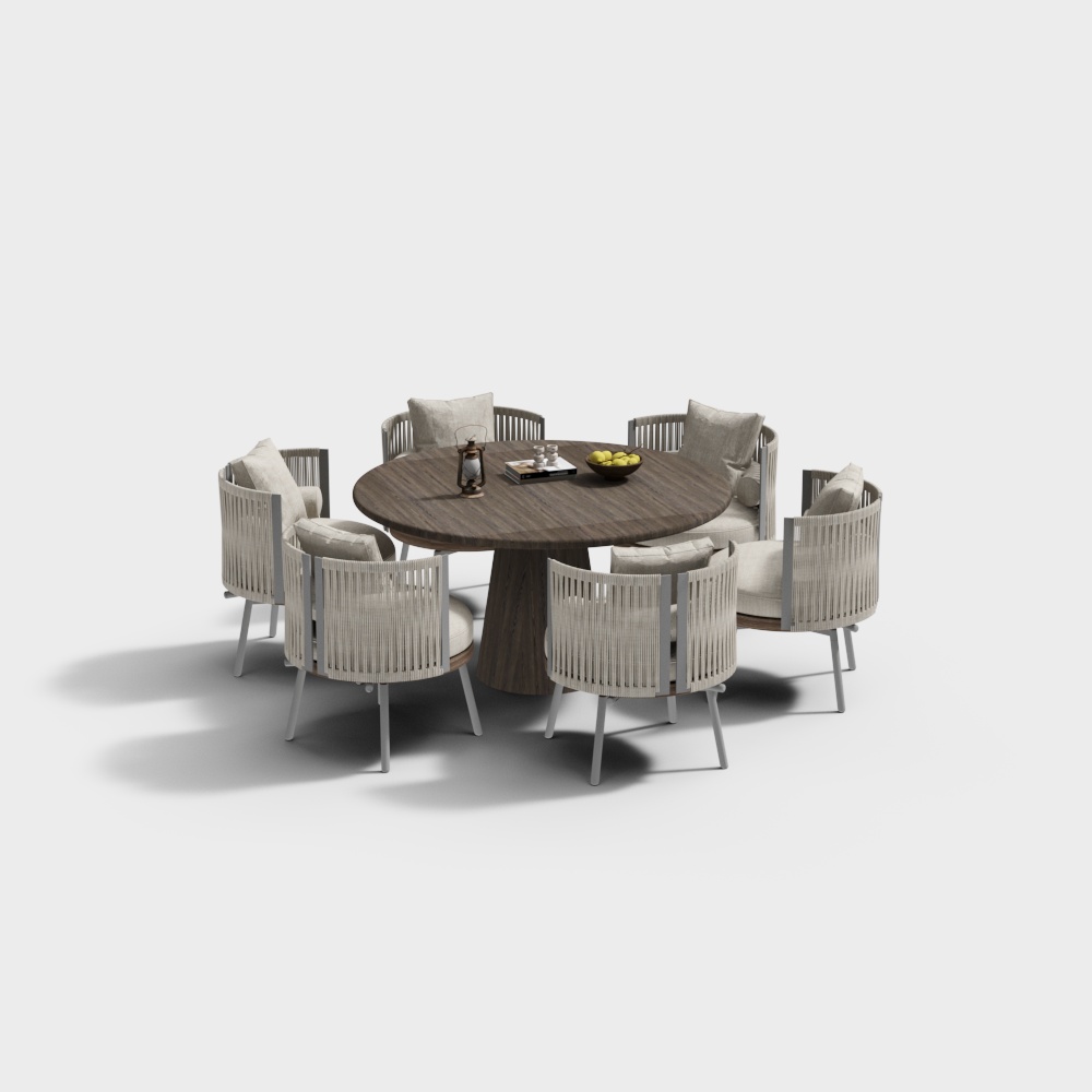 シンプルな屋外テーブルと椅子の組み合わせ