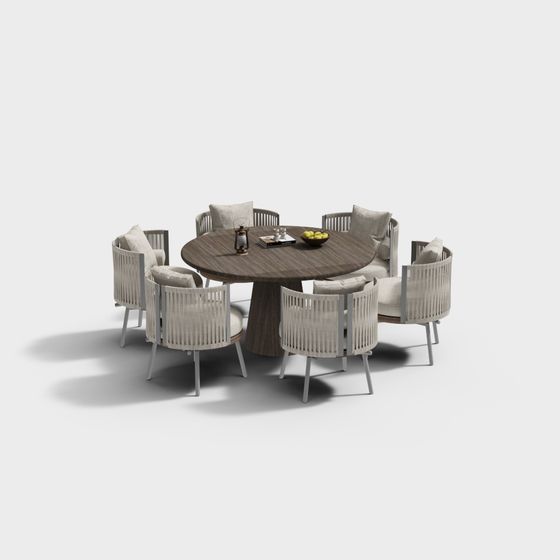 シンプルな屋外テーブルと椅子の組み合わせ