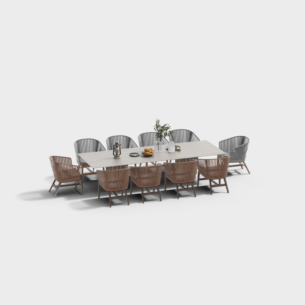 간단한 야외 테이블과 의자 조합