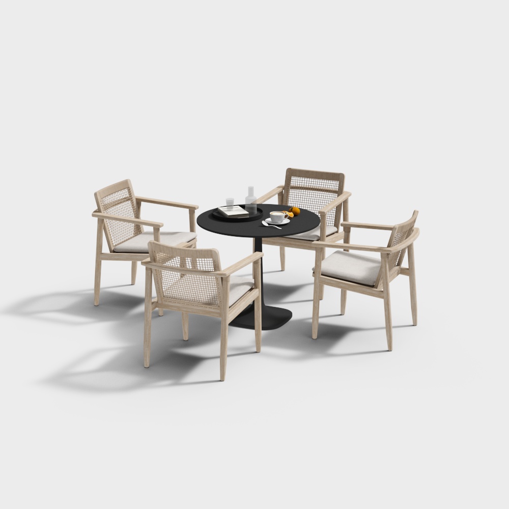 Simple outdoor table and chair combination