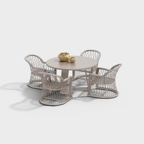 Stylish Outdoor Dining Table and Chairs 3D model