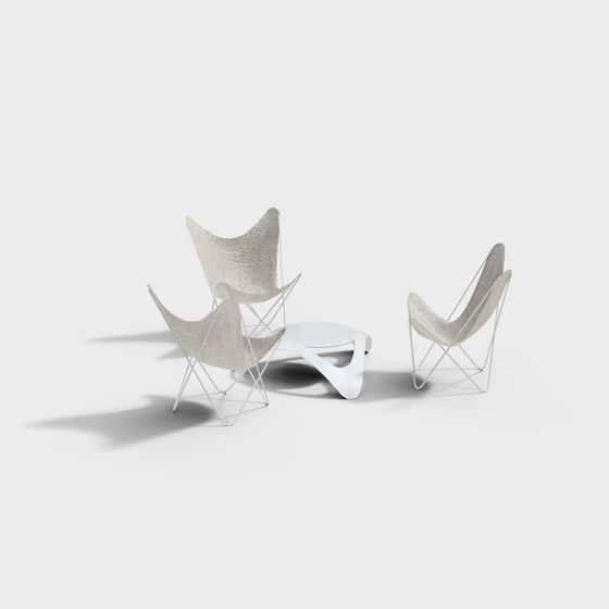 Elegant Butterfly Chair 3D model for Modern Interiors