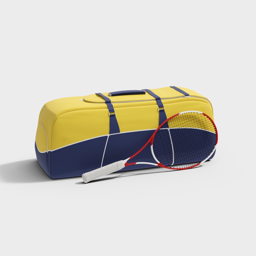 Vibrant Tennis Equipment 3D Model – Low-Poly Sports Gear