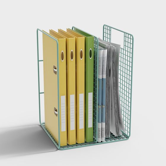 Stylish Low-Polygon Document Rack 3D Model