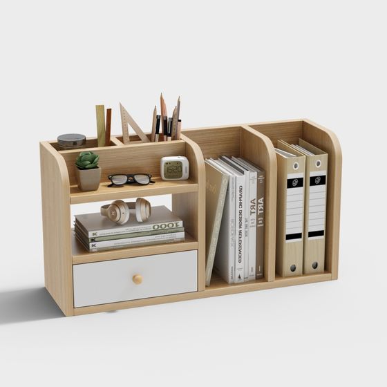 Modern Minimalist Wooden Bookshelf 3D model