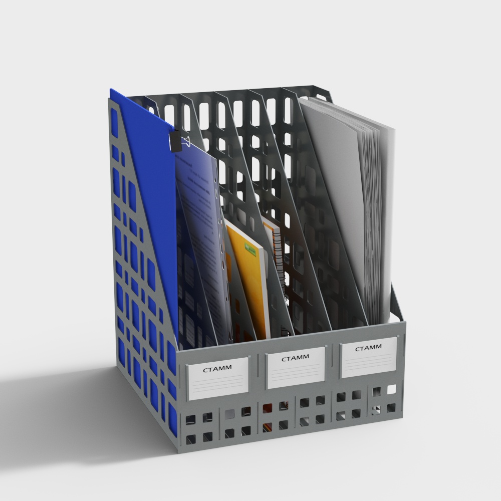 Stylish Low-Poly File Organizer 3D Model