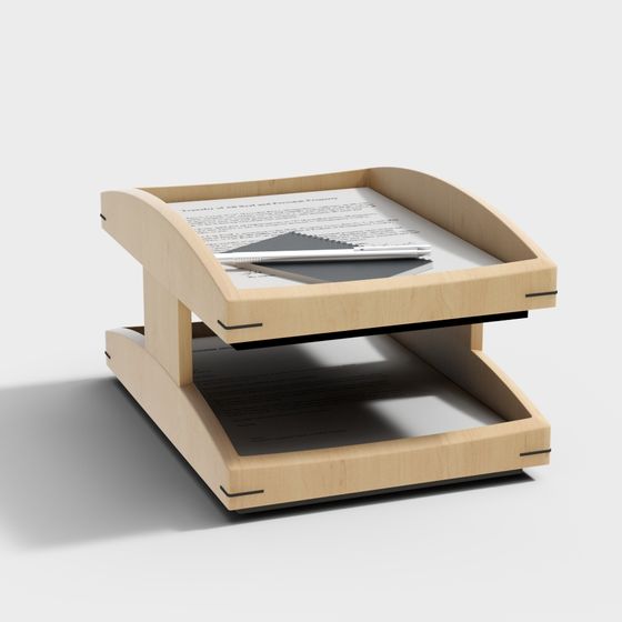 Elegant Wooden File Organizer 3D model for Contemporary Offices