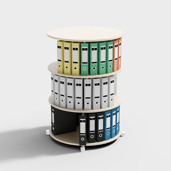 Rotating File Rack 3D model for Modern Offices