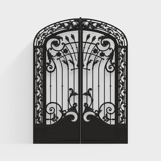Elegant Wrought Iron Gate 3D model for Creative Spaces