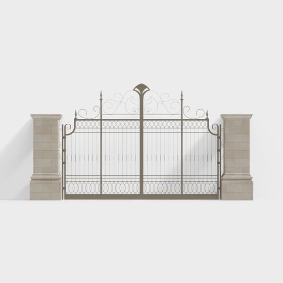 Elegant Wrought Iron Gate 3D model