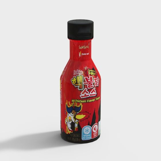 Vibrant Korean Chili Sauce Bottle 3D Model