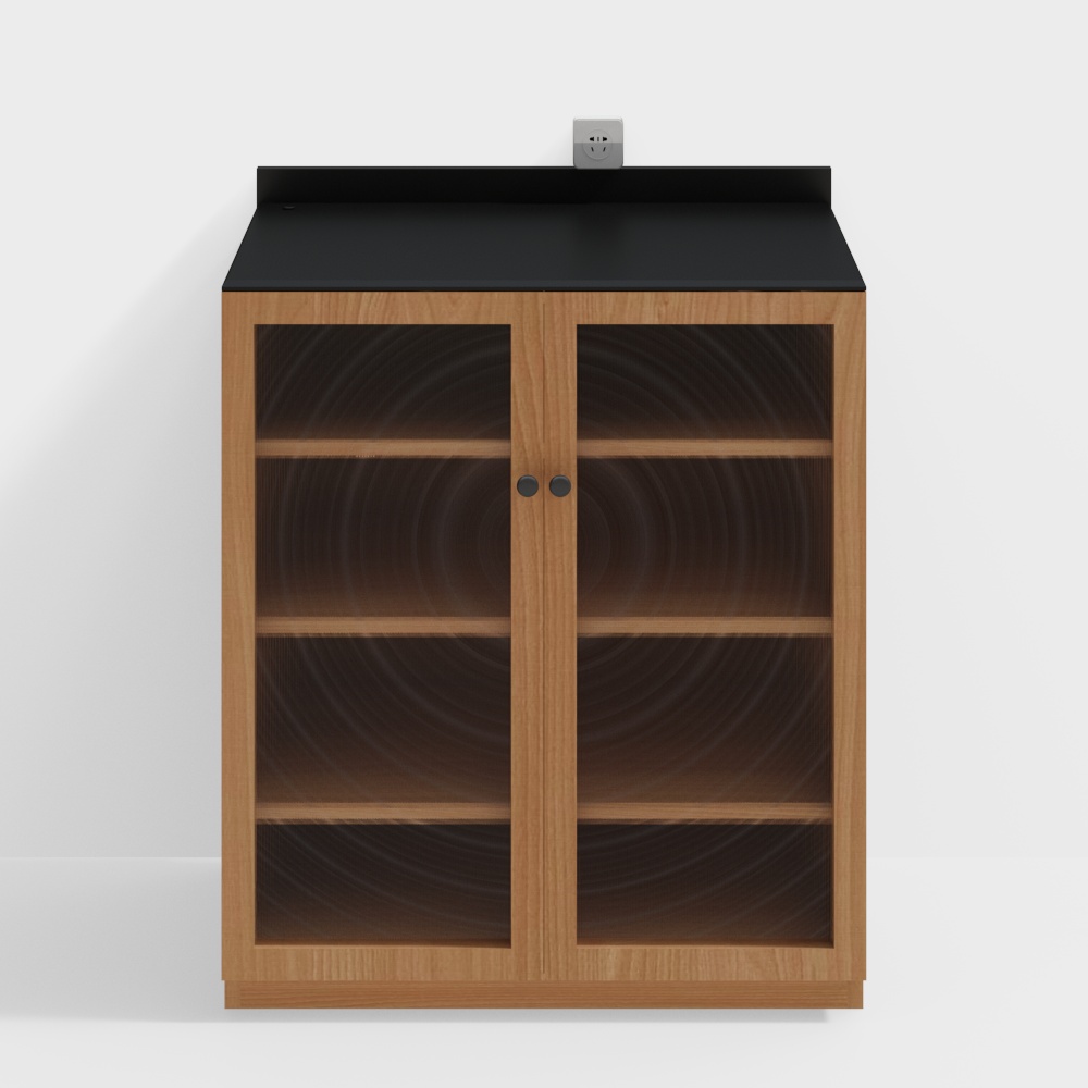 Modern Glass Door Storage Cabinet 3D model