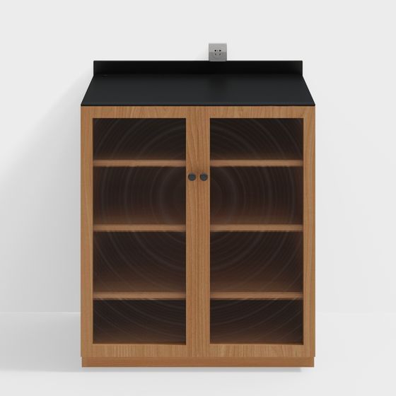 Modern Glass Door Storage Cabinet 3D model