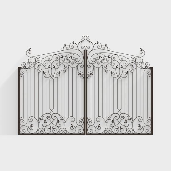Stylish Wrought Iron Gate 3D model for Creative Projects
