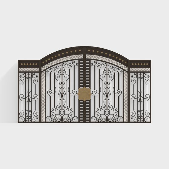 Stunning Wrought Iron Gate 3D model for Creative Projects