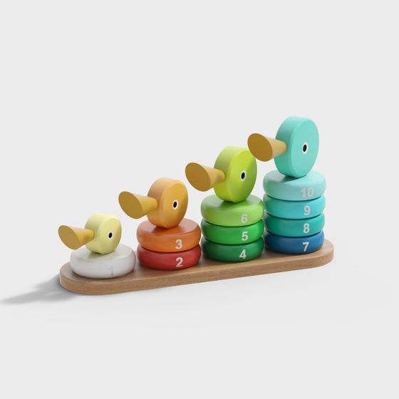 Colorful Building Block Duck 3D Model