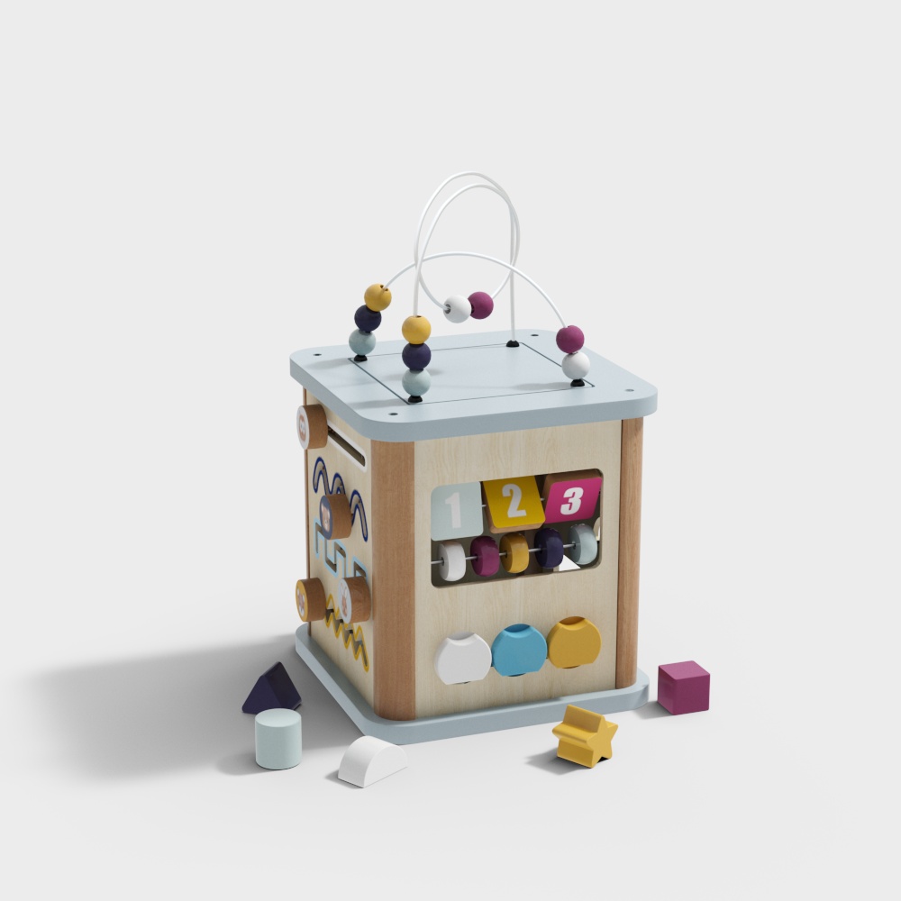 Child's Activity Cube 3D Model – Vibrant Low-Poly Toy