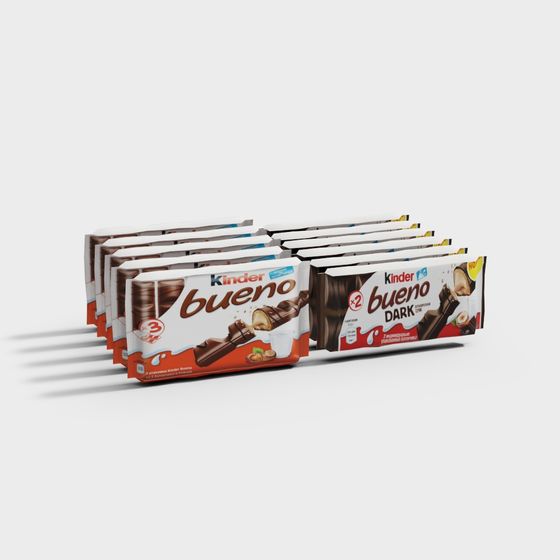 Realistic Kinder Bueno Chocolate Bar 3D Model