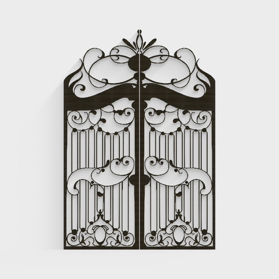 Stylish Wrought Iron Gate 3D model for Creative Spaces