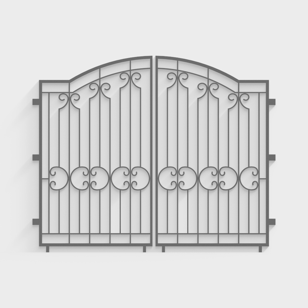 Elegant Iron Gate 3D Model – Low-Poly Metallic Design