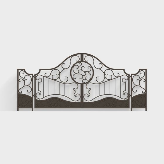 Elegant Wrought Iron Gate 3D model for Enchanting Gardens