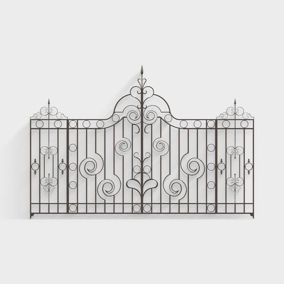Elegant Wrought Iron Gate 3D model