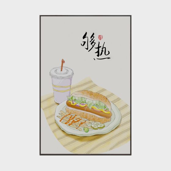 Vibrant Low-Poly Hot Dog and Drink 3D Model