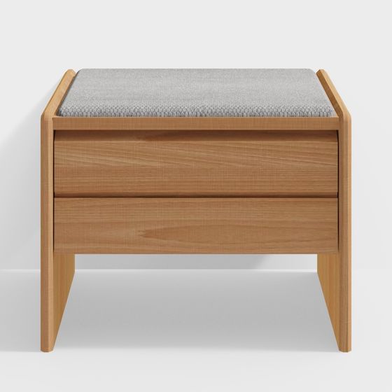 Stylish Wooden Storage Stool 3D model