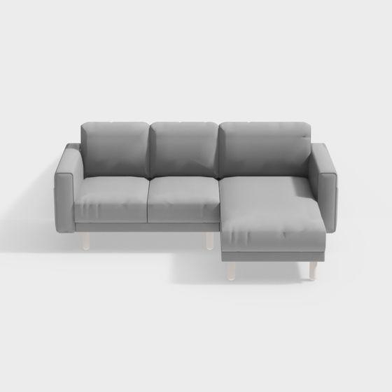 Minimalist Gray Sofa 3D model for Modern Interiors